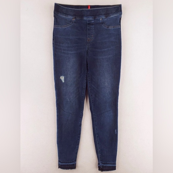 Spanx Jeans Womens Medium Pull On Skinny Distressed Raw Hem Ankle Jegging S/P - Picture 1 of 6